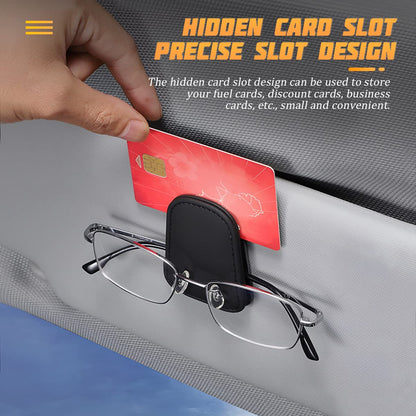 AICEL Sunglasses Holders for Car Sun Visor, Leather Eyeglasses Hanger Mounter, Magnetic Glasses Holder and Ticket Card Clip, Auto Interior Accessories Universal for SUV Pickup Truck